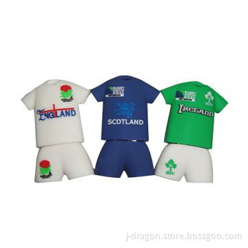 Soccer Jersey-shaped USB Flash Drives, Made of PVC Housing, Customized Designs are Accepted
